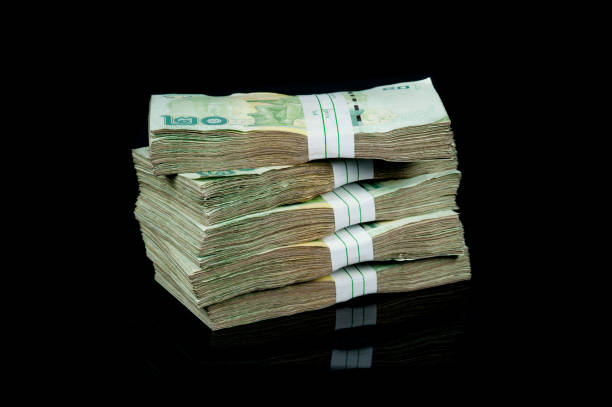 istock Thai money 20 baht on black background 1046087702