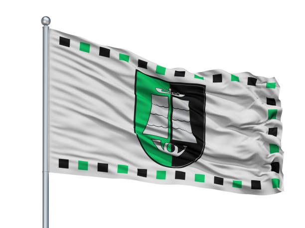 istock Silute City Flag On Flagpole, Lithuania, Isolated On White Background 1046091168