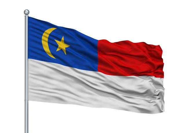 istock Malacca City Flag On Flagpole, Malaysia, Isolated On White Background 1046091274
