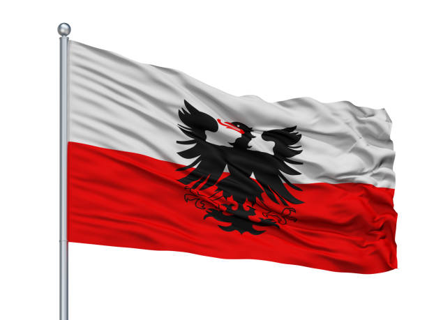 istock Deventer City Flag On Flagpole, Netherlands, Isolated On White Background 1046091748