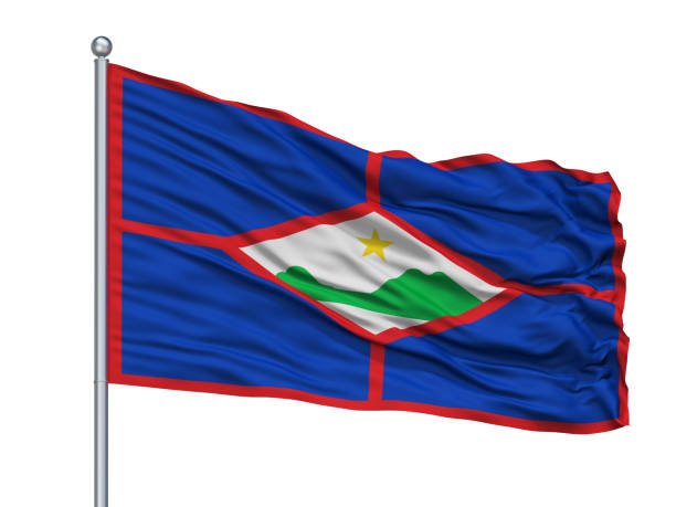 istock Sint Eustatius City Flag On Flagpole, Netherlands, Isolated On White Background 1046091824