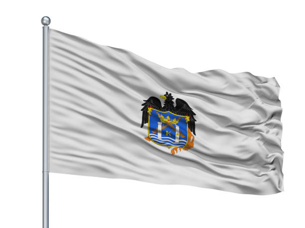 istock Trujillo City Flag On Flagpole, Peru, Isolated On White Background 1046091906