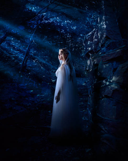 istock Elf girl in night forest 1046095576