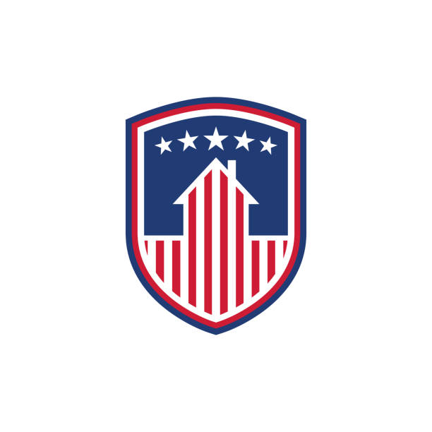 National Protection USA house symbol US flag. Government program Defending Motherland Emblem. Day of Patriots of America. Security house sign. Shield and Building National Protection USA house symbol US flag. Government program
Defending Motherland Emblem. Day of Patriots of America. Security house sign. Shield and Building american flag house stock illustrations