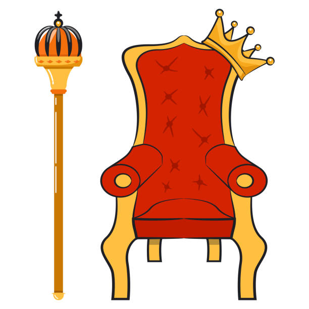 Vector Illustration Of Cartoon Scepter Throne Of The King And Crown Stock  Illustration - Download Image Now - iStock