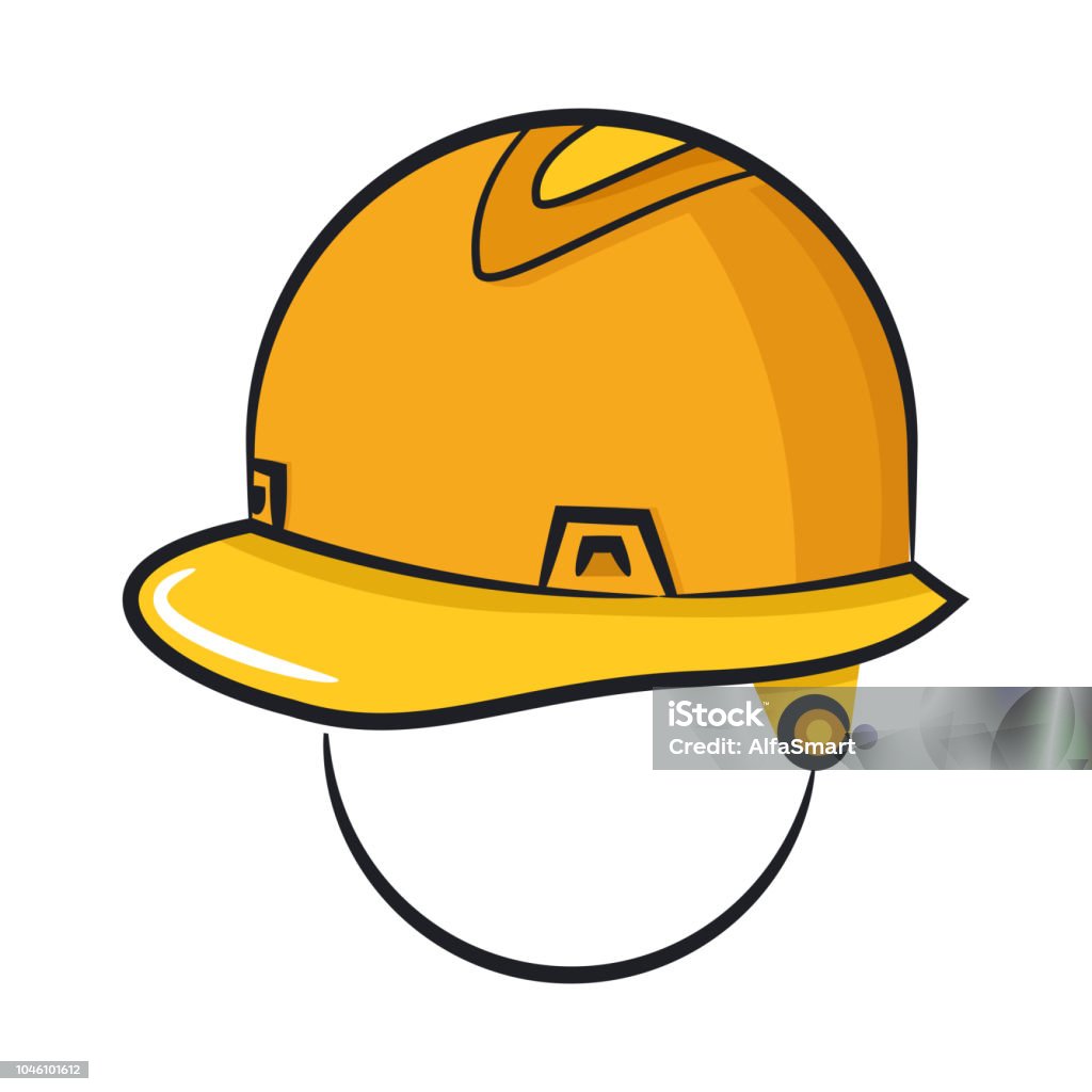 Vector Illustration Of Cartoon Safety Helmet On White Background Stock  Illustration - Download Image Now - iStock