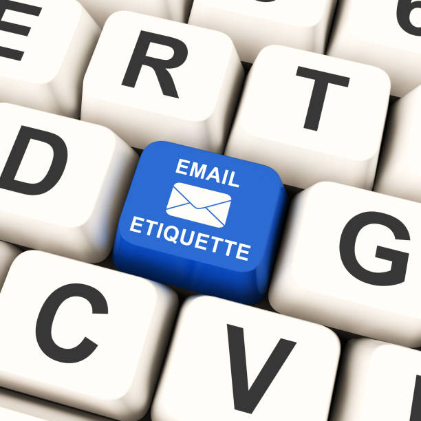 Email Etiquette Electronic Message Rules 3d Rendering Email Etiquette Electronic Message Rules 3d Rendering Shows Proper Electronic Mail Polite Correspondence To Send Promotions social grace stock pictures, royalty-free photos & images