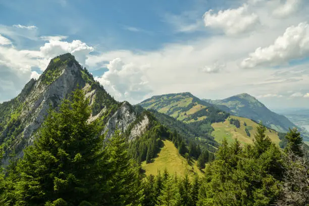 Rigi Hochflue and Rigi Kulm peaks as seen from Gottertli, Switzerland