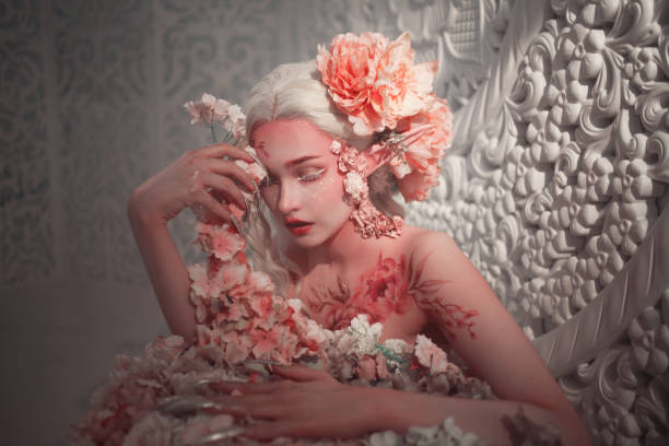 istock Young beautiful girl elf. Creative make-up and bodyart 1046159498