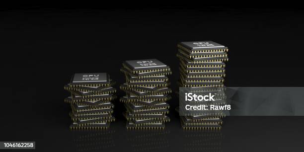 3d Rendering Cpu Processors Stack Stock Photo - Download Image Now ...