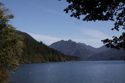 Lake Crescent in Olympic National Park Washington with Mt. Storm King in the distance