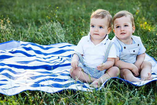 Two cute brothers outdoors