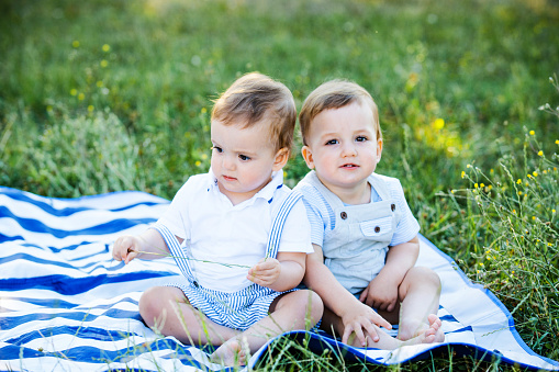 Two cute brothers outdoors