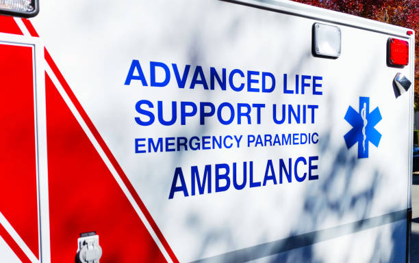 istock Advanced Life Support Unit Emergency Paramedic Ambulance and Logo 1046187556