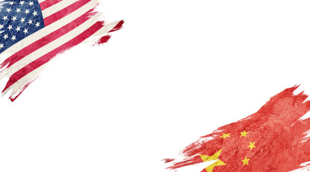 istock Flags of USA and China on white background 1046205718
