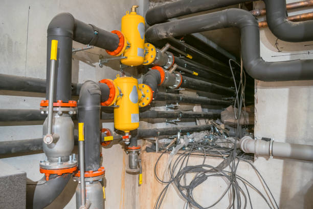 istock Intertwined wires and pipes. Underground Utilities 1046209168