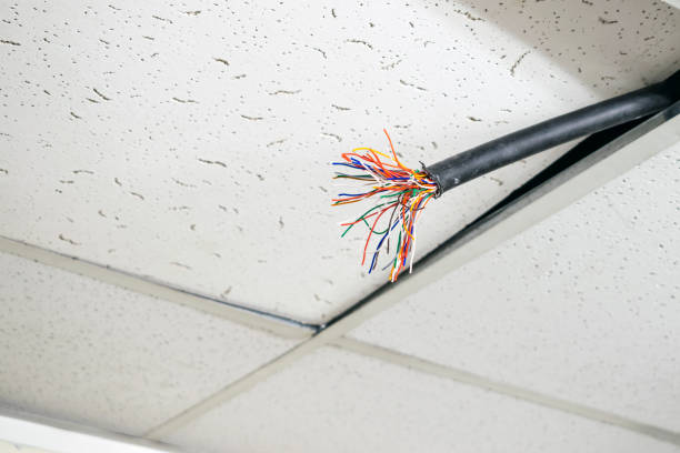 A Multicolored Multicore Wire Sticks Out From The Ceiling The Internal  Wiring Cable Is Broken Damaged Multicore Telephone Cable Stock Photo -  Download Image Now - iStock