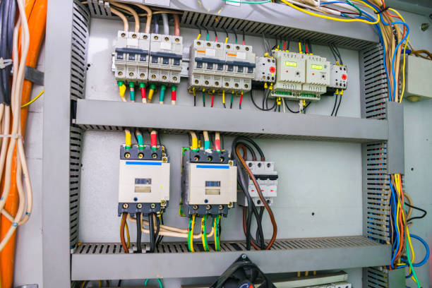 istock fuse box with an electric relay and automatic machines. electric board and high voltage switches 1046211708