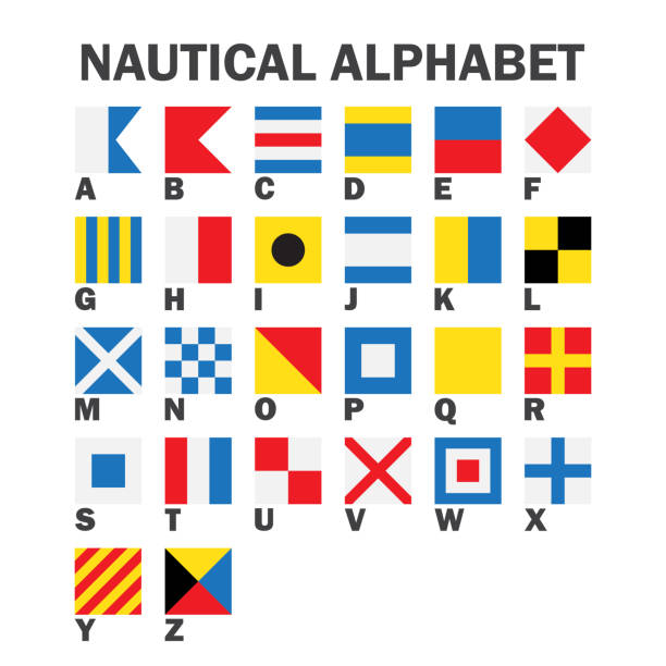 satz von maritimen signalflaggen. - segeln stock-grafiken, -clipart, -cartoons und -symbole