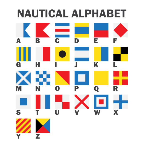 ilustrações de stock, clip art, desenhos animados e ícones de set of maritime signal flags. - regatta