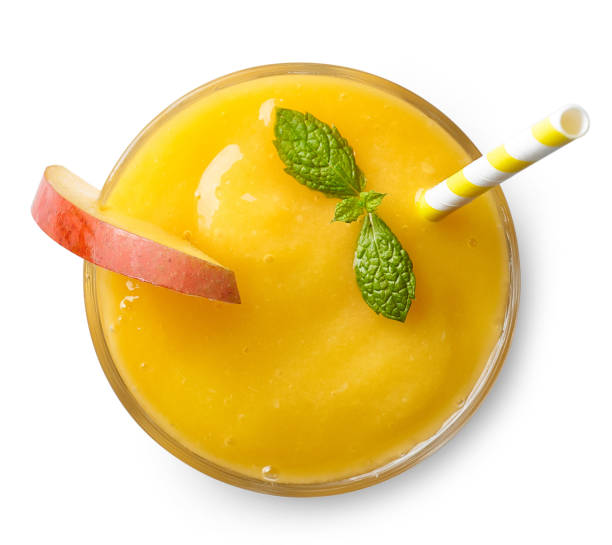 istock Glass of mango smoothie 1046212594