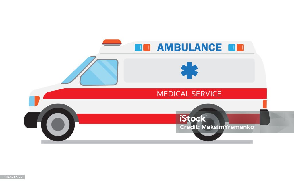 Ambulance car, medical service Ambulance car, medical service. Hospital transport. Emergency medical service vehicle, vector Illustration on a white background Ambulance stock vector