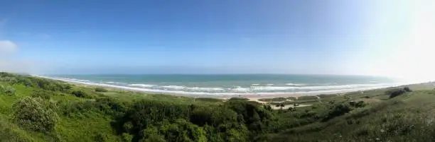 Panoramic view from the hill overlooking Omaha Beach in Normandy