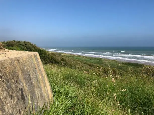 View from the hill overlooking Omaha Beach in Normandy