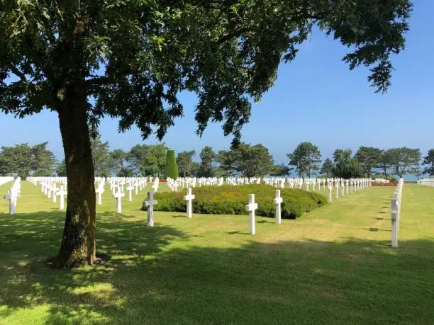 The American Memorial and Cemetery at Omaha Beach in Normandy