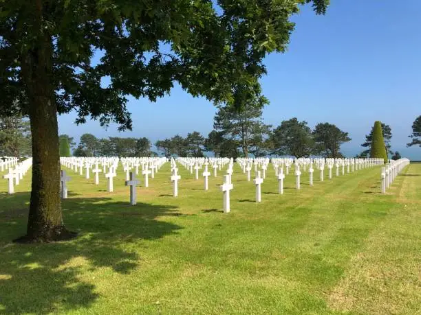 The American Memorial and Cemetery at Omaha Beach in Normandy