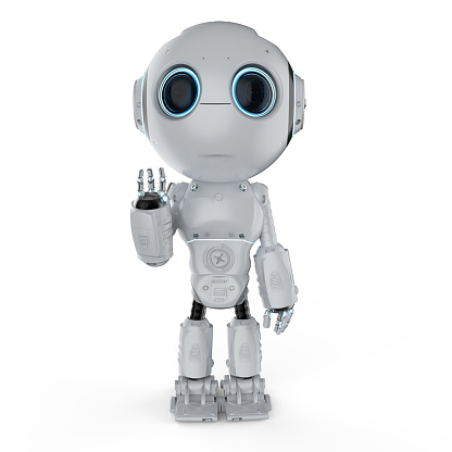 Humilde mando escena Mini Robot Hand Up Stock Photo - Download Image Now - Artificial  Intelligence, Characters, Mascot - iStock
