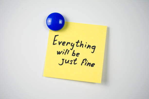 istock yellow sticker inscription Everything will be just fine 1046252586