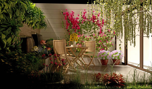 istock 3d render of balcony with flowers 1046256252
