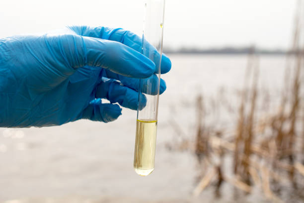 istock Concept - water purity analysis, environment, ecology. Water testing for infections, permission to swim 1046256260