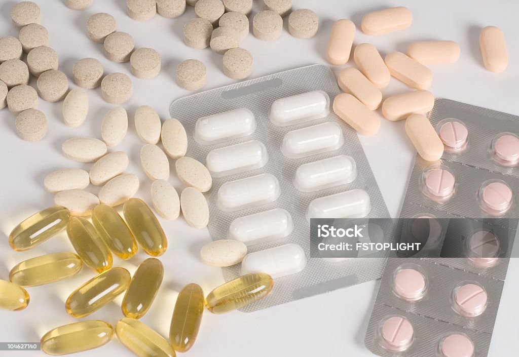 Medicamentos, vitaminas, antioxidante pastillas - Foto de stock de Antidepresivo libre de derechos