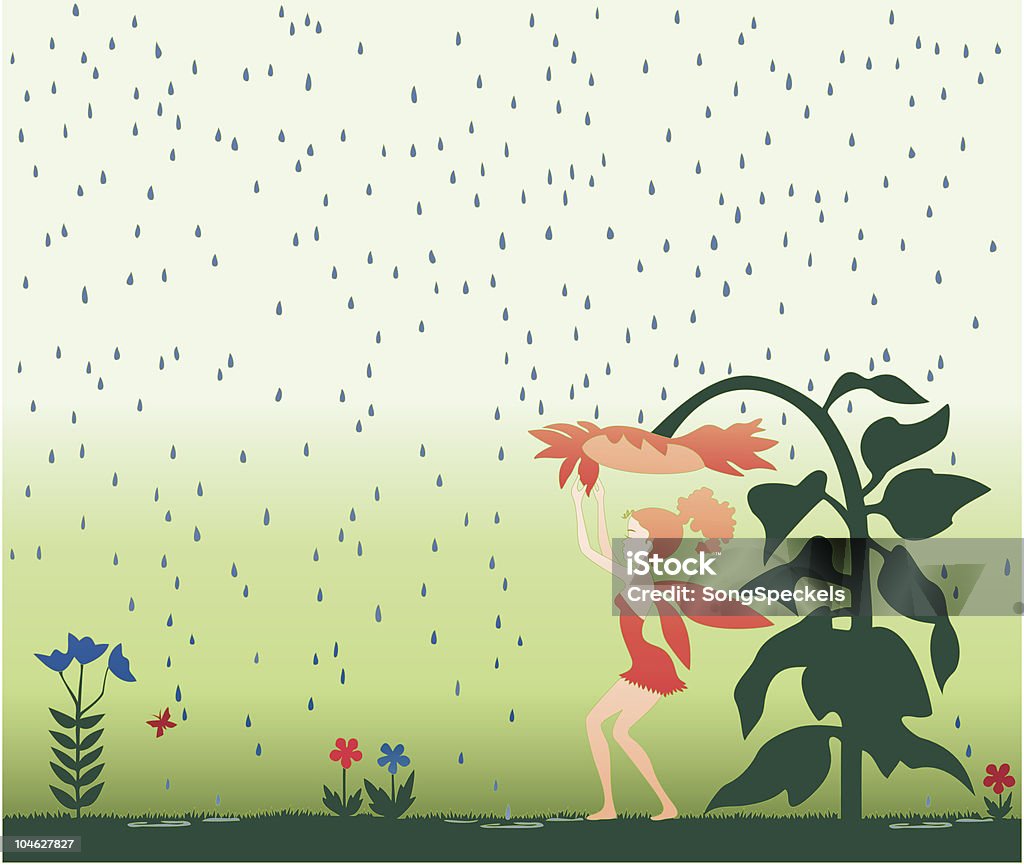 Fée se cache sous une pluie de tournesol - clipart vectoriel de Adolescent libre de droits