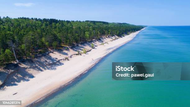 12 Mile Beach Upper Peninsula Michigan Stock Photo - Download Image Now - Aerial View, Lake Superior, Michigan