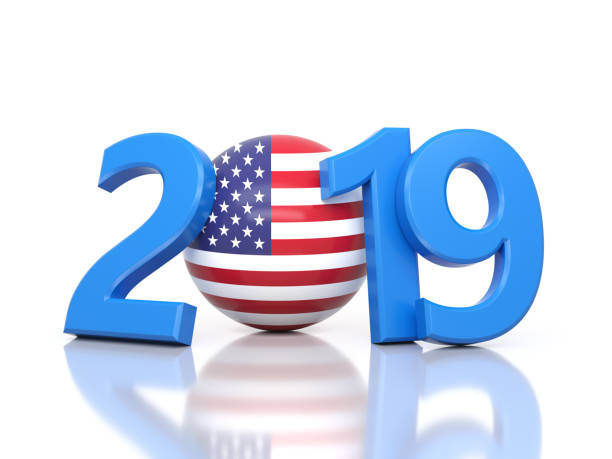 istock New Year 2019 Creative Design Concept with Flag 1046283658