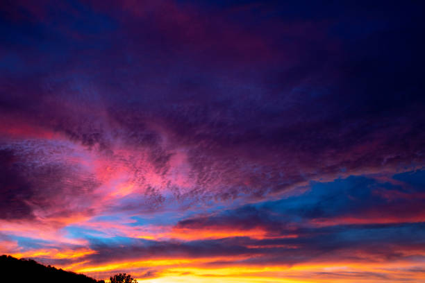 Acrylic Clouds Sunset, painted clouds the franklin institute stock pictures, royalty-free photos & images