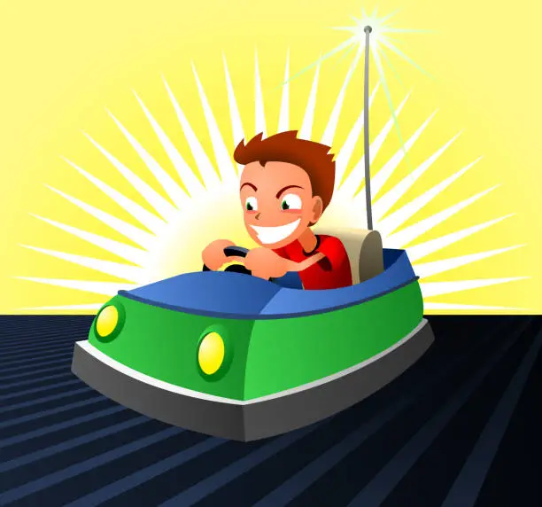 Vector illustration of Bumper Car Dodgem Cars Amusement Park