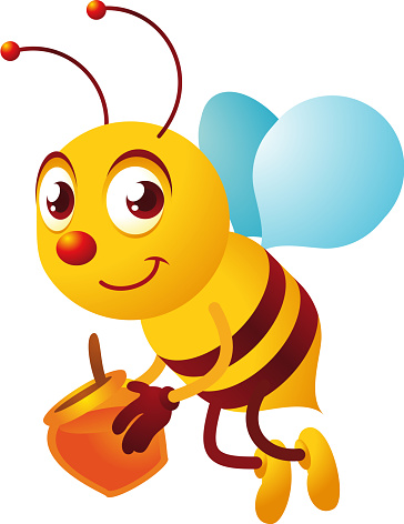 Vintage bee carrying honey.