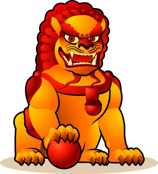 Vector illustration of Chinese lion