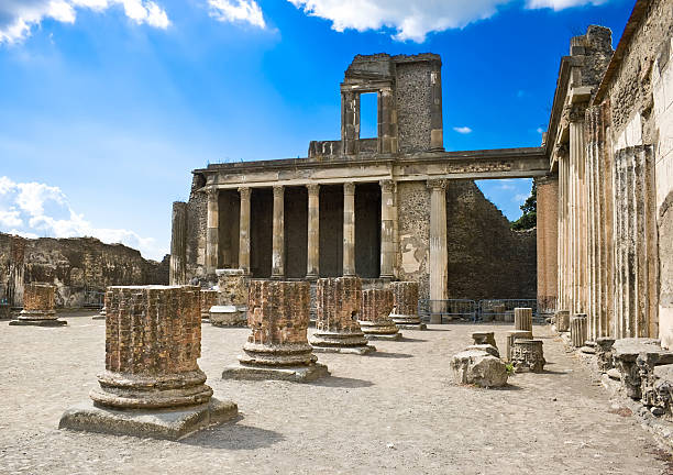 Ancient Roman ruins after the eruption of Vesuvius in Pompeii, Italy