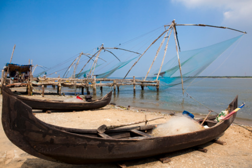 chinese fishing net of cochin in Kerala state india