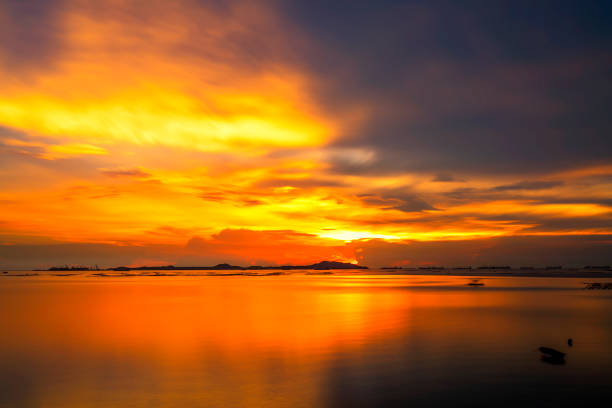 Typical of landscape mountain and the sky after sunset ,Thailand