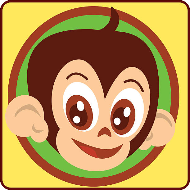 monkey-head vector art illustration