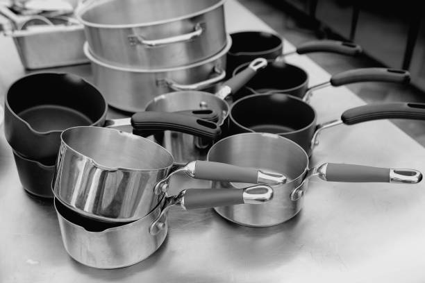 istock Stainless steel cookware , kitchenware set, Stainless steel pots, Kitchen utensils 1046330362