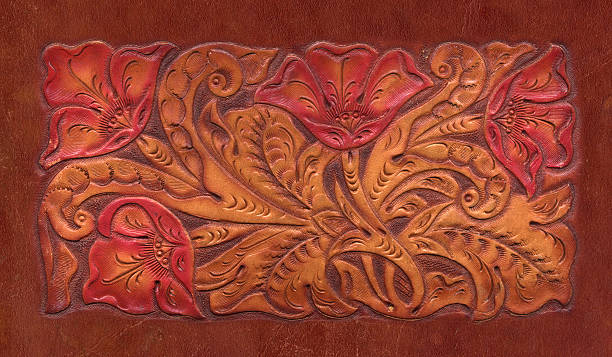Hand Tooled Leather Floral stock photo