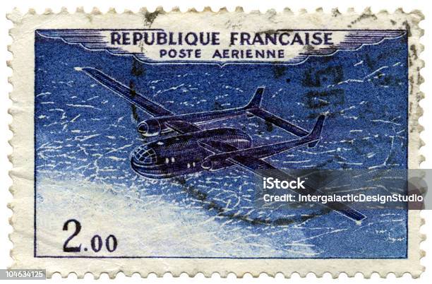 French Air Mail Stamp Stock Photo - Download Image Now - Air Mail, Airplane, Color Image