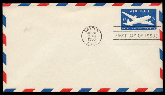 A postcard and three envelopes all posted in San Francisco: 1905, 1929, 1942 and 1952. The 1942 envelope bears a wartime censor's sticker. Some of the stamps commemorate NATO and the United Nations, while another celebrates the Grand Coulee Dam. One postmark exhorts the recipient to 'Buy Defense Savings Bonds and Stamps'.